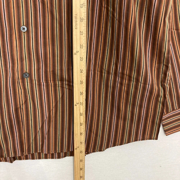 New Alan Flusser Brown Striped Cotton Classic Fit Long Sleeve Button Down XL - Picture 5 of 9